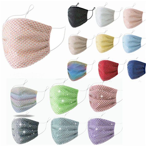 

fashion women face masks shiny rhinestone dustproof face mask ladies breathable mouth cover washable durable diamond cotton face masks 2020, Blue