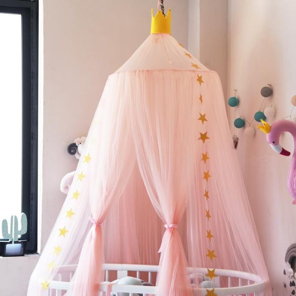 

mosquito net kids baby bed canopy cover curtain bedding dome tent cotton pink white gray