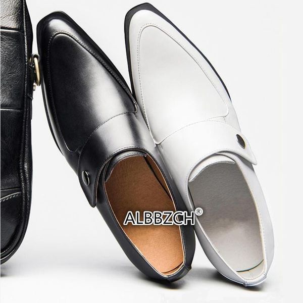 

dress shoes men's white high heels genuine leather men trendy wedding black pointed toe busines office career work1