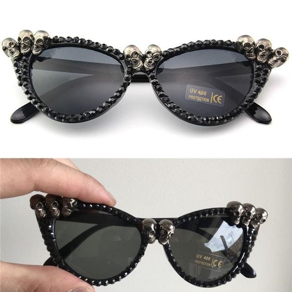 

sunglasses vazrobe vintage steampunk cat eye women glasses skull skeletone punk shades woman round square retro 80s, White;black