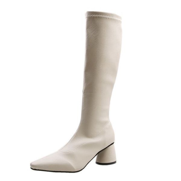 

2021 the new tan black leather from women high fashion boots pointed to the round-heel shoes elastic dwaterproof water long i7cm