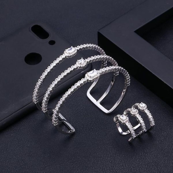 

jankellly новое прибытие круглая форма изысканная микро прокладка настройка манжеты браслеты браслеты женщины и манжеты кольцо ювелирные изд, Silver