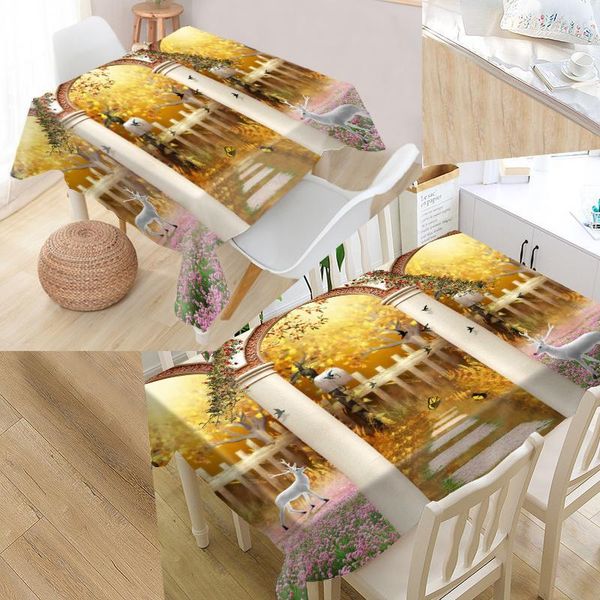 

custom 3d tablecloth animal deer waterproof oxford fabric square/rectangular tablecloth for wedding table cloth cover tv covers1