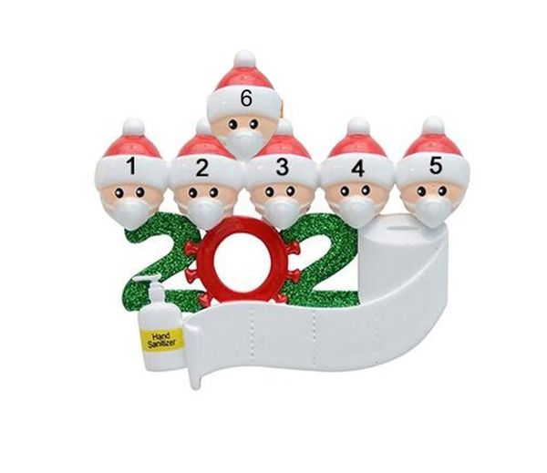 

gift dhl quarantine christmas product decoration birthdays party personalized family of 4 ornament pandemic with face masks hand sanitized