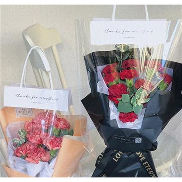 

10 шт. лот флорист украшение длинно тот вектор пвх очистить сумка цветочный букет упаковка портативный прозрачный подарочный сумка упаковка