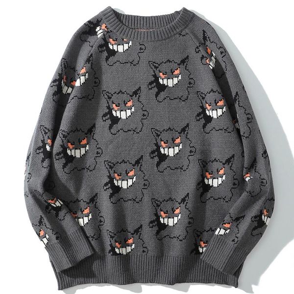 

sweater men harajuku gengar hip hop streetwear men clothing spandex pullover o-neck oversize fashion casual couple male sweaters, White;black