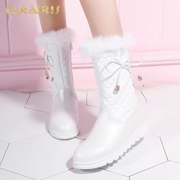 

2021 sarairis new arilives safty close с плюшевыми теплыми зимние снежные сапоги женские туфли для украшения бабочки на молнии bootie ladies, Black