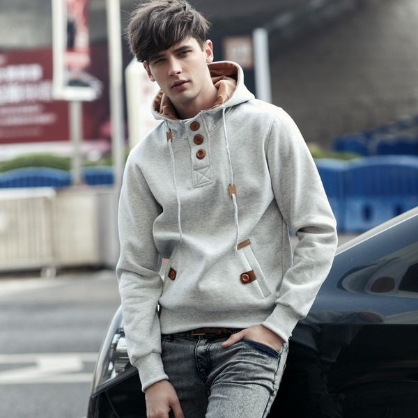 

men's hooded casual sweater pullover sweater men's youth solid color coat hoodie sweater men's, Black