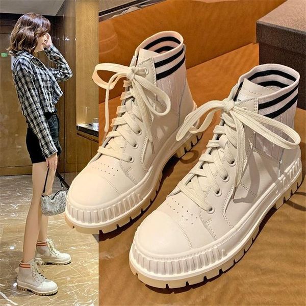 

autumn winter women boots 2020 fashion lace up leather boot anti-slip wear-resistant comfortable women casual boot, Black