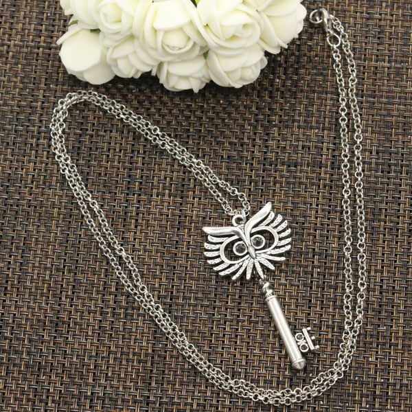 

tibetan silver color pendant owl key choker charm short long diy necklace factory price handmade jewelry ng63