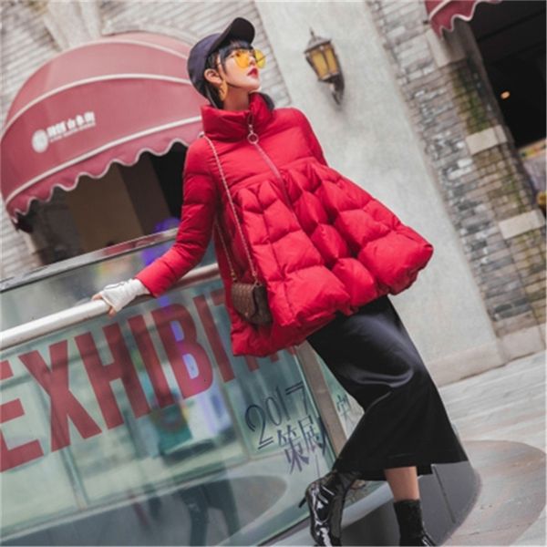 

female coat cloak thickening and fattening casual style 4xl 5xl 6xl 7xl black red navy womens winter duck down jacket 201105