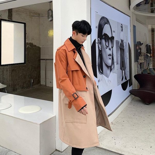 

autumn winter selling trenchcoat men (single size vest)+bomber jacket fashion two pieces streetwear mens windbreaker, Tan;black