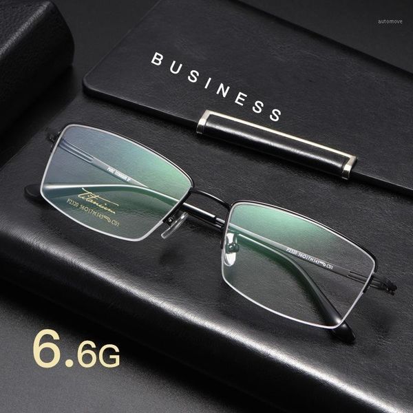 

men's pure titanium half frame glasses frame ultra light mature business myopia glasses optical prescription f23201, Black