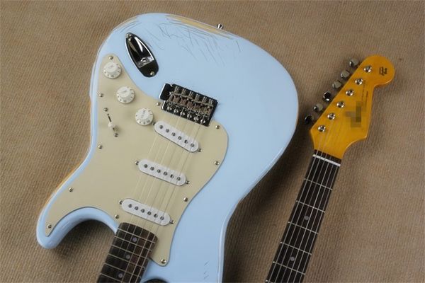 

flyoung st imitation old electric guitar sky blue body beige guard board can be customized and changed as required