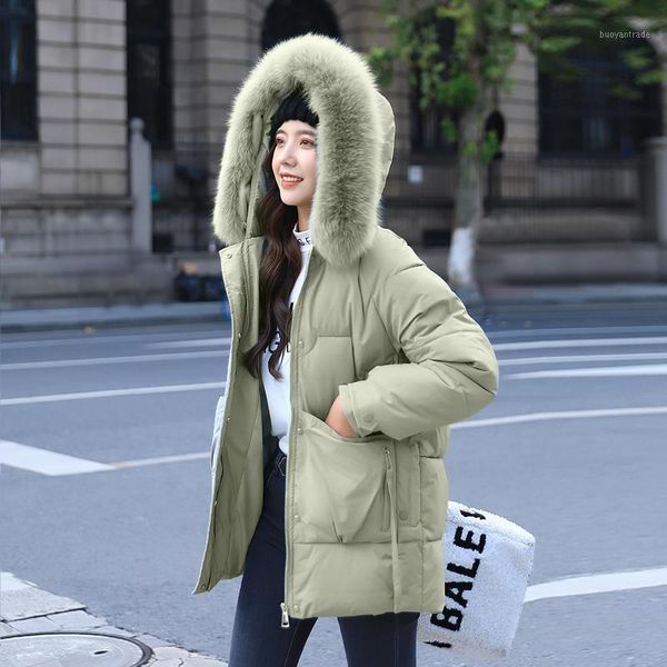 

women's down & parkas fashion women's jacket 2021 loose net red hong kong style bread cotton1, Black
