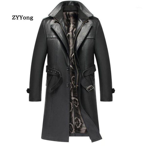 

2020 new arrival autumn&winter leather thicked trench coat men,leather jacket men,plus-size m-4xl1, Black