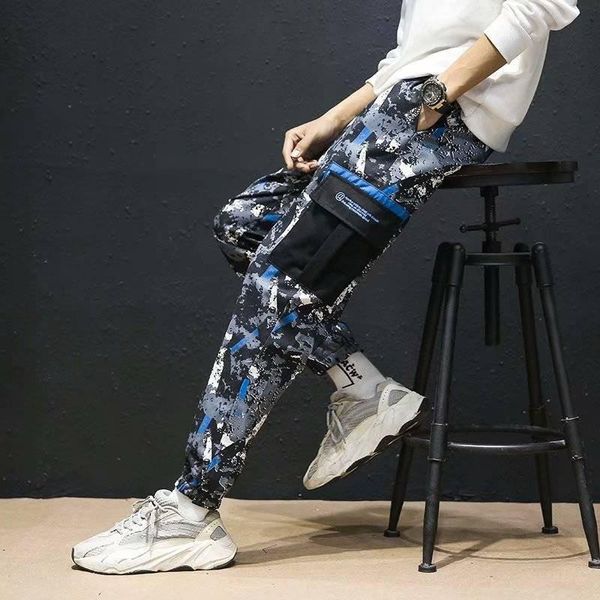

camouflage pants males camo pants hip hop cargo casual male jogger hombre punk streetwear youth cotton autumn men, Black