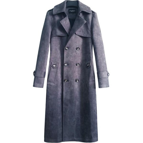 

new arrival fashion large spring autumn double breasted coat casual x-long double breasted thick windbreaker plus size s-5xl 6xl, Black