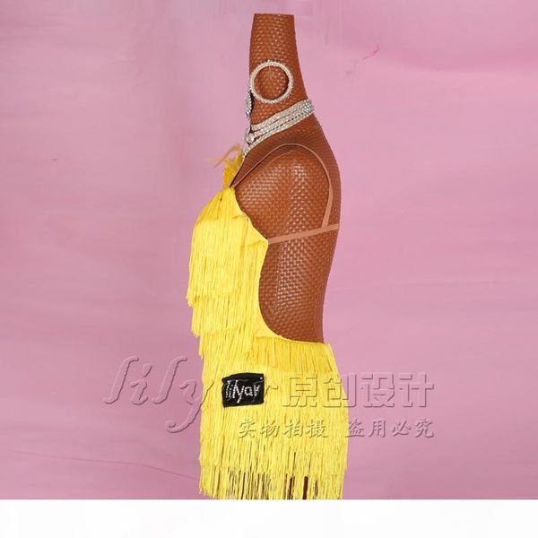 

new latin dance dress sasa dance practice fringe dress, Black;red