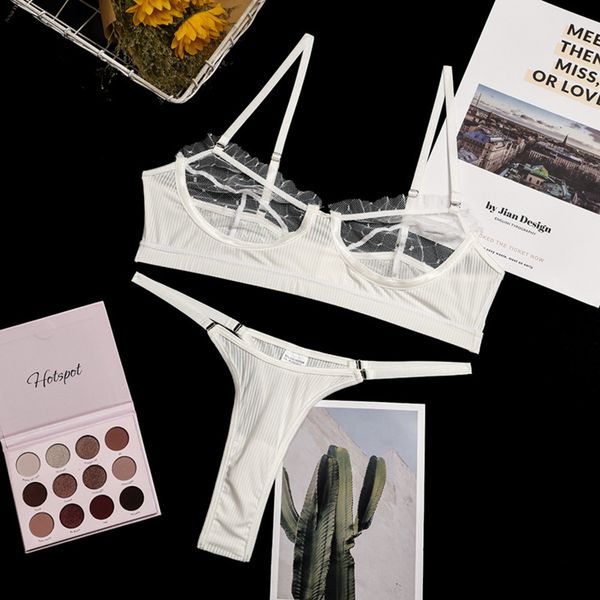 

women lace network eyelash lace bra sets seamless underwear backless vest panties lingerie briefs female intimates c1212, Black;white