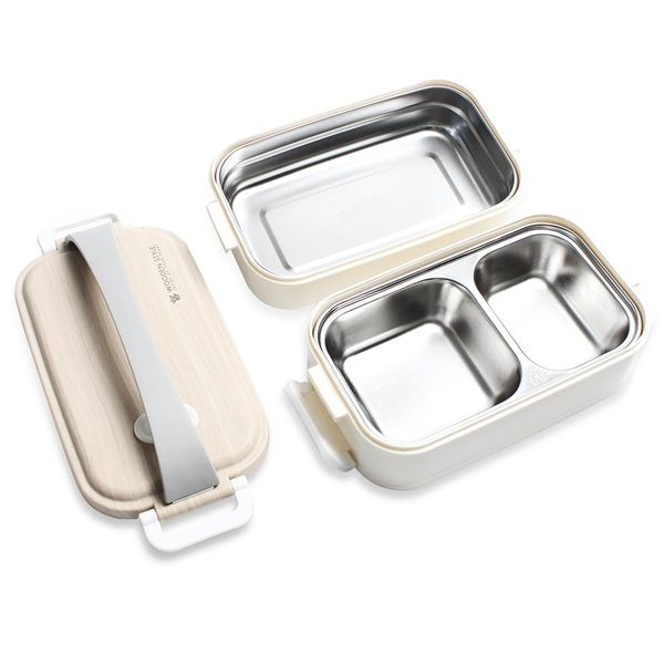 

двойные слои 1200 мл тепловые ланчки ящики портативный деревянный ощущение салат bento box из нержавеющей стали микровиняемые пищевые шкаф д