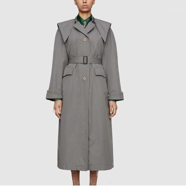 

runway designer classical stand collar cape sashes trench coat 2020 women loose extra long windbreaker russia chic outwear y9741, Tan;black