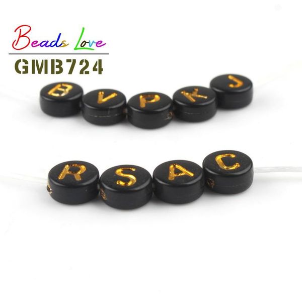 

100pcs 7mm mixed digital acrylic beads round flat black gold number beads for needlework jewelry making diy bracelet necklace wmtmfc