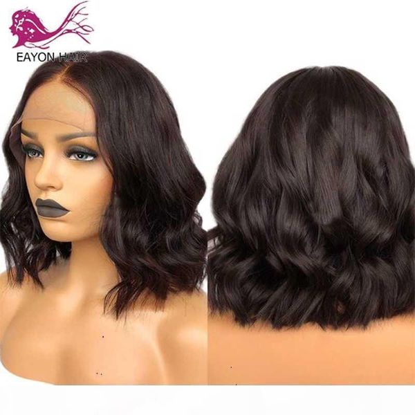 

eayon brazilian remy wave wig 180% pre plucked wavy lace closure wig 4x4 lace for black women pre plucked with baby hair, Black;brown