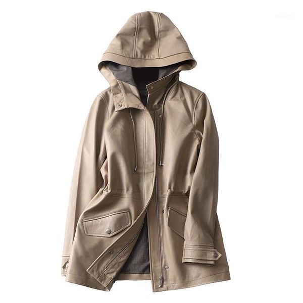 

genuine leather jacket women hooded sheepskin coat spring autumn luxury leather jackets women chaquetas mujer 2020 sm0255 j35611, Black