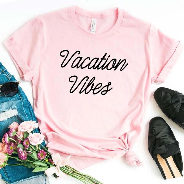

vacation vibes women tshirt cotton casual funny t shirt for lady girl tee hipster drop ship na-150, White