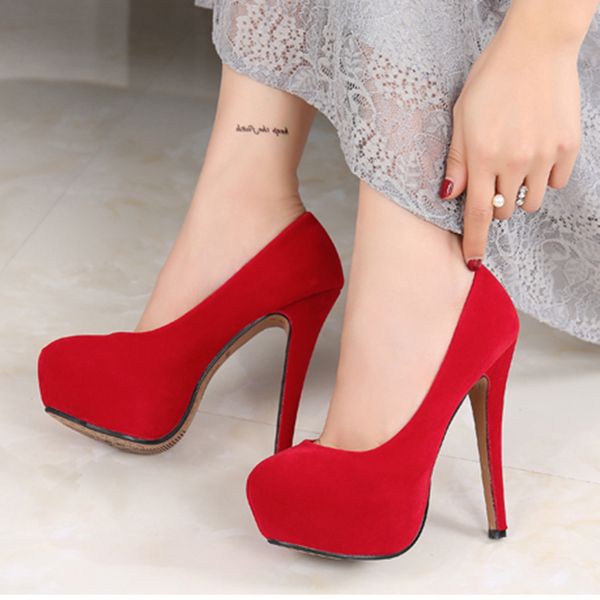 

women's pumps wedding two inches casual high heels shoes fashion gathering red black party bigger 35-44