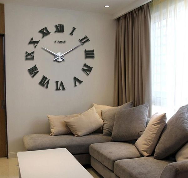 

wholesale-promotion 2016 new home decor large roman mirror fashion modern quartz clocks living room diy wall clock w bbydgx bdesports