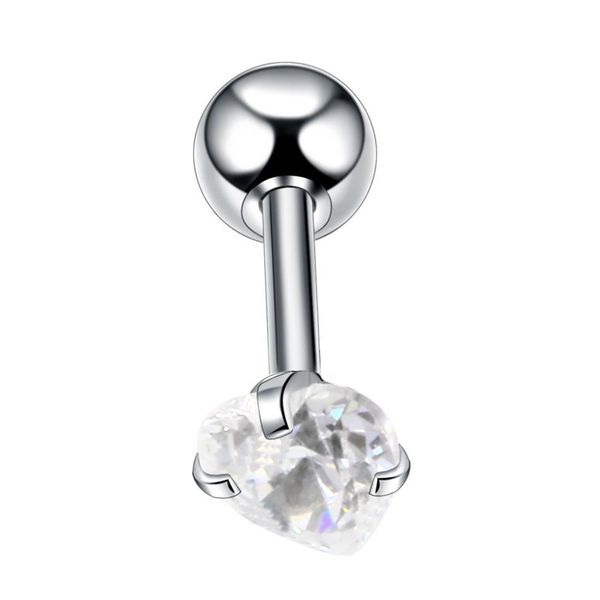 

lot 2piece ear cartilage tragus piercing surgical steel crystal zircon assorted colors ear cartilage helix fashion girls jewelry q sqcbtp, Silver