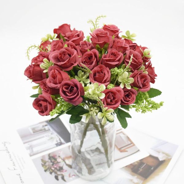 

1 букет из искусственных роз букет 5 форкс 10 голов для домашнего декора гостиная поддельные цветы diy свадебная цветочная композиция f jllj