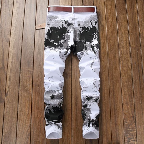 

e-baihui 2021 european and american style digital printing pants slim-fit fashion flower pants elastic feet casual trousers 5602, Black