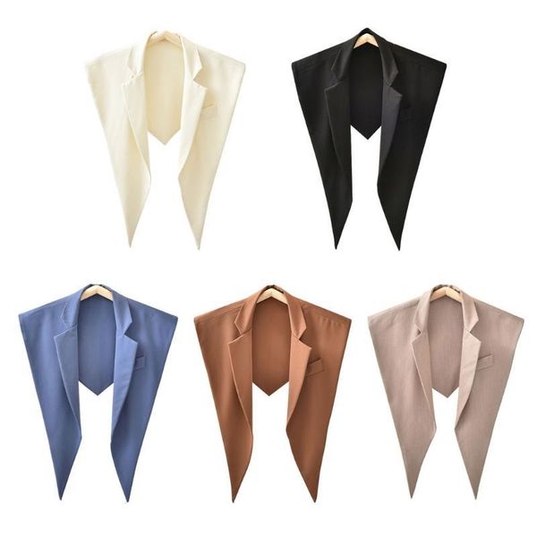 

women autumn triangle scarf shawl lapel solid color fake collar necklace vest office lady blouse decorative qyluml, Blue;red
