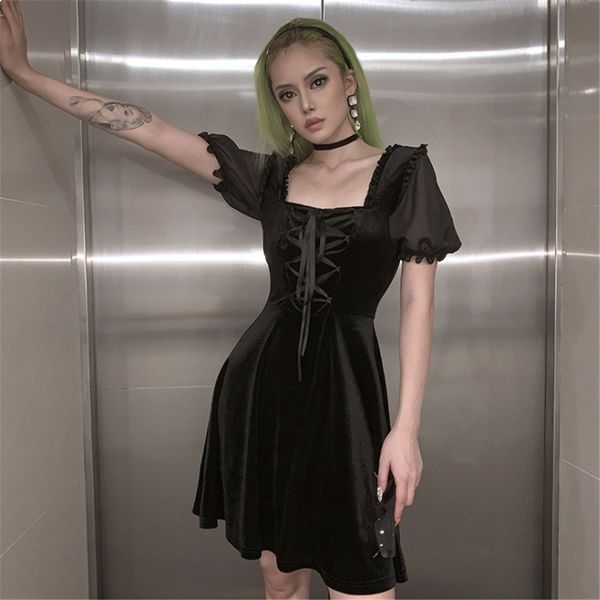 

2021 new swanne elegant club party loose fall transparent retro plied skinny casual dress zlge, Black;gray