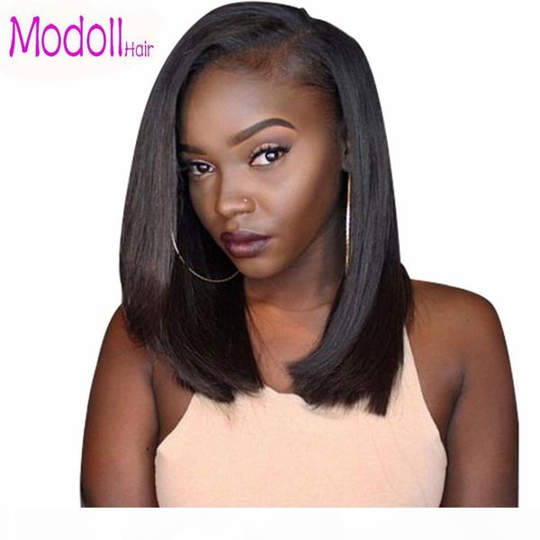 

short human hair lace front wigs brazilian remy hair ombre bob wig with pre plucked hairline with baby hairs perruques de cheveux humains, Black;brown
