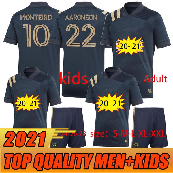 

maillot de foot 2020 philadelphia union + kids kit soccer jerseys mls uniform 2020 21 #22 aaronson qualitythailand football shirts, Black;yellow