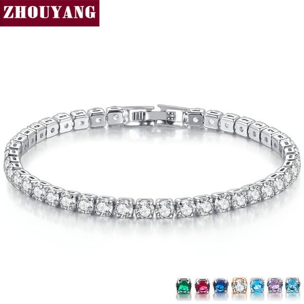 

link, chain zhouyang bracelet for women luxury style 4 mosaic cubic zirconia rose gold silver color wedding fashion jewelry h027 h080, Black