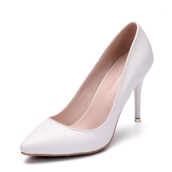 

dress shoes 2021 spring and summer korean wild women's high heels white pointed fine with banquet large size wedding 9cm1, Black