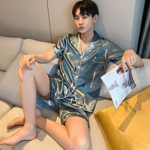 

plus size 5xl men satin silk pajamas sets autumn long male pijama casual home clothing pyjama homme pijamas hombre pigiama uomo q1216, Black;white