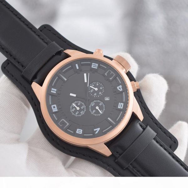 

sports car mens watches brown strap watch luxusuhr black steel case quartz chronograph wristwatches orologi da lusso, Slivery;brown
