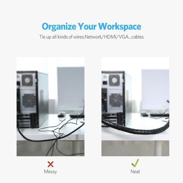 

1 pcs 1.5/2m flexible spiral cable organizer storage pipe cord protector management cable winder desk tidy cable acc qylavk