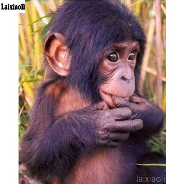 

paintings full diy 5d diamond painting little monkey cross stitch square embroidery patterns round rhinestones mosaic art