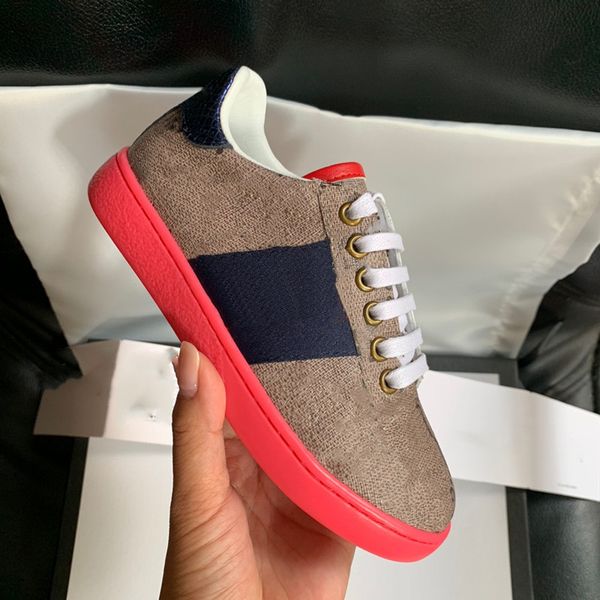 

2021 детская обувь для мальчиков и девочек роскоши дизайнеры кроссовки повседневные туфли плед холст дышащий повседневный детский дизайн обу, Black