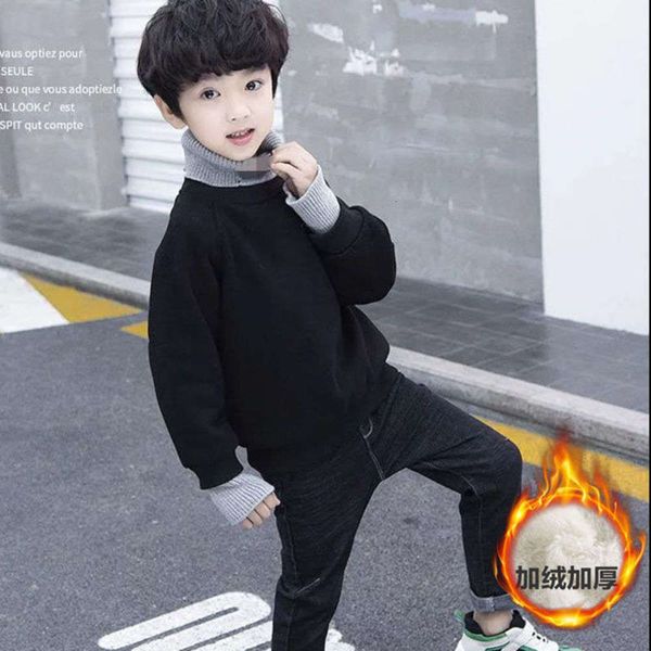 

winter new boys' 2020 autumn and fashion sweater t-shirt high collar harajuku children's et, Black