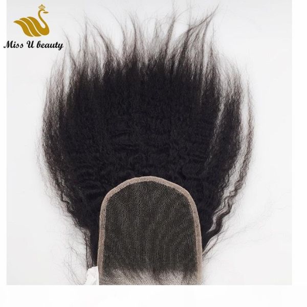 

human hair pieces kinky straight lace closure 4x4 swiss hd lace transparent invisible lace closure virgin hair pieces, Black