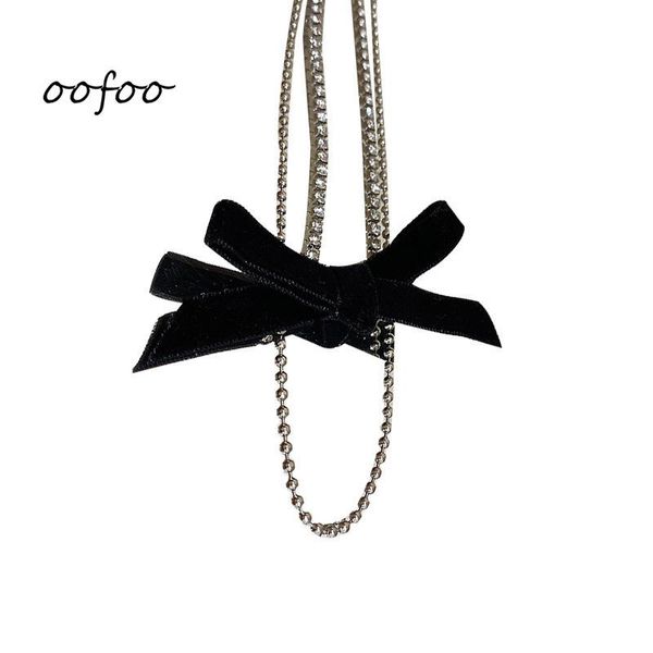 

chokers bow knot 2021 necklace fashion jewelry aesthetic rhinestone clavicle chain personality simple women's year gift, Golden;silver