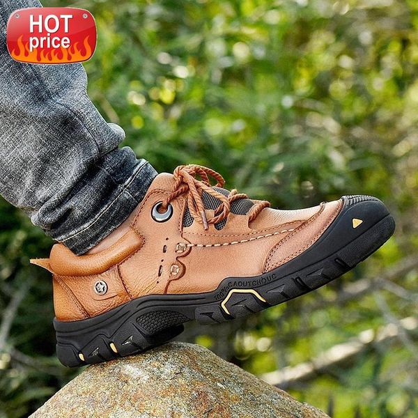 

2020 new men shoes genuine leather non-slip male flats lace-up casual shoes outdoor sneakers plus size 38-46 #jp39